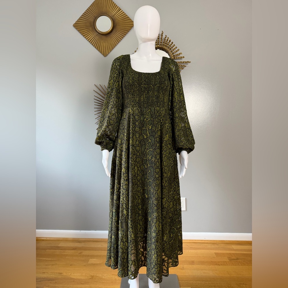 French Connection - Green Aurey Python Maxi Dress - image 1